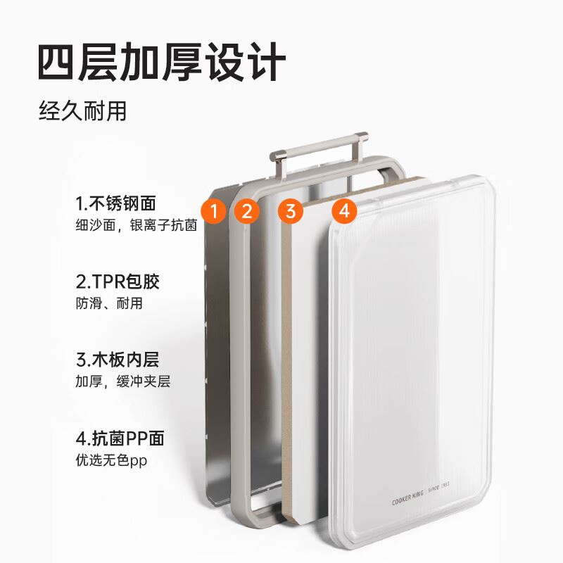 炊大皇六角双面不锈钢菜板CB3827LJW