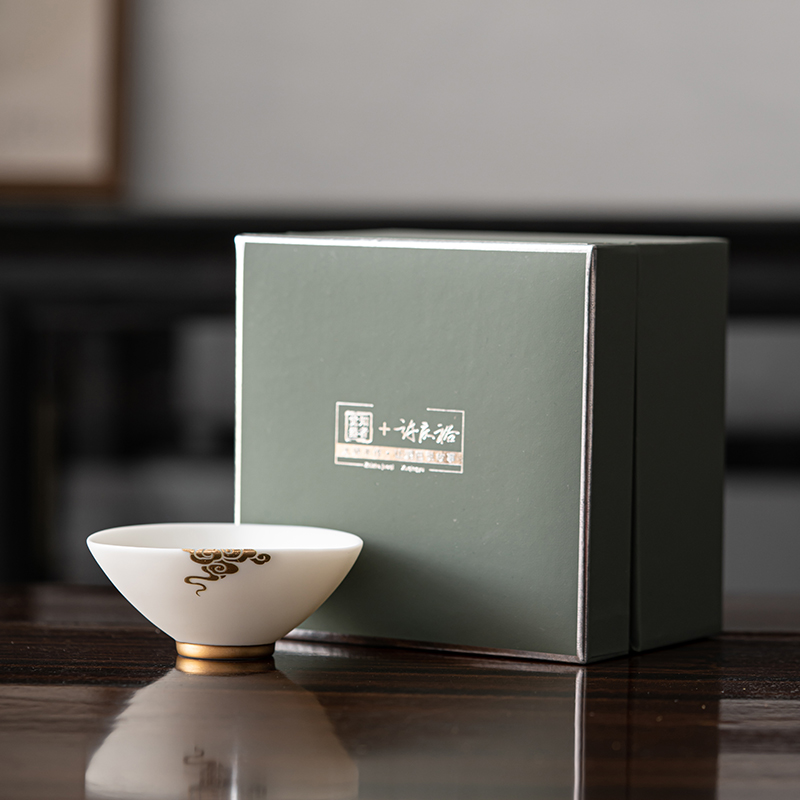知者觉器-白瓷素烧祥运陶瓷主人杯商务伴手礼中秋节定制茶具套装