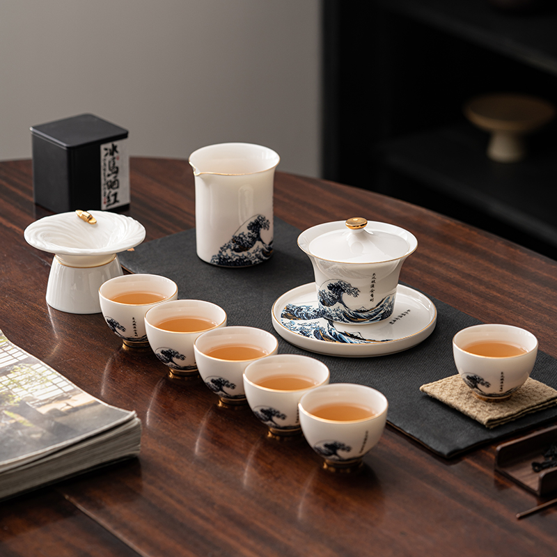 知者觉器-长风破浪白瓷套组陶瓷茶具套装中秋节礼品商务定制礼盒